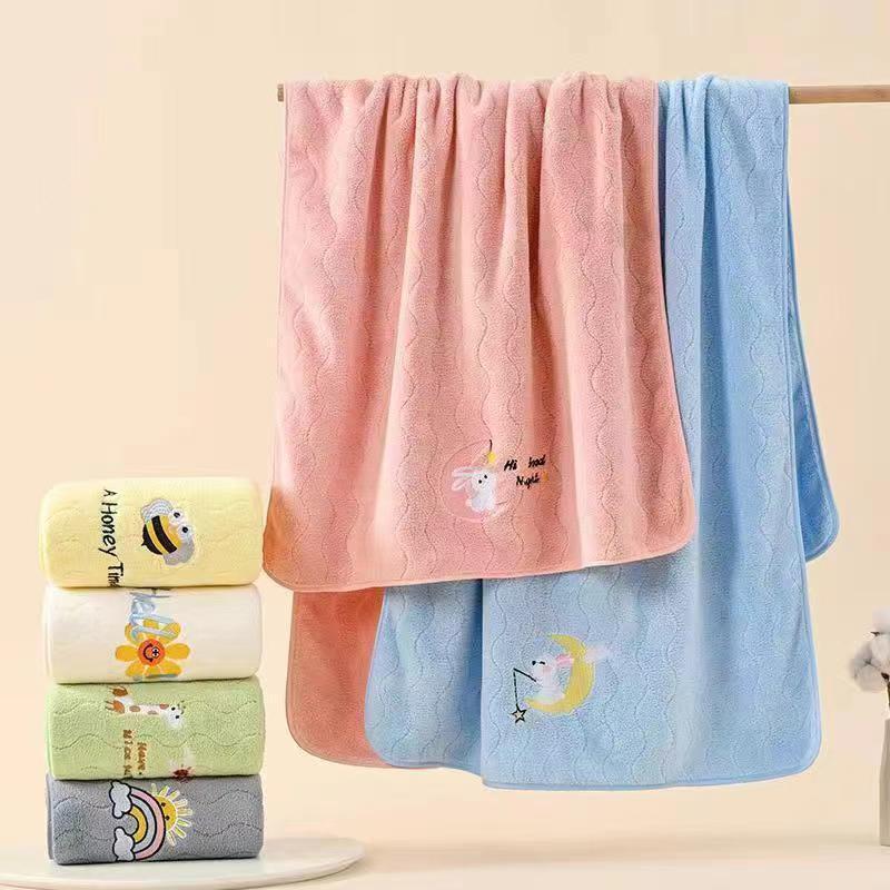 Back-To-School Season Cartoon Embroidered Towels, Soft, Water-Absorbent, Skin-Friendly, Thickened Face Towels, Household Bath Towels, Wholesale Dropshipping