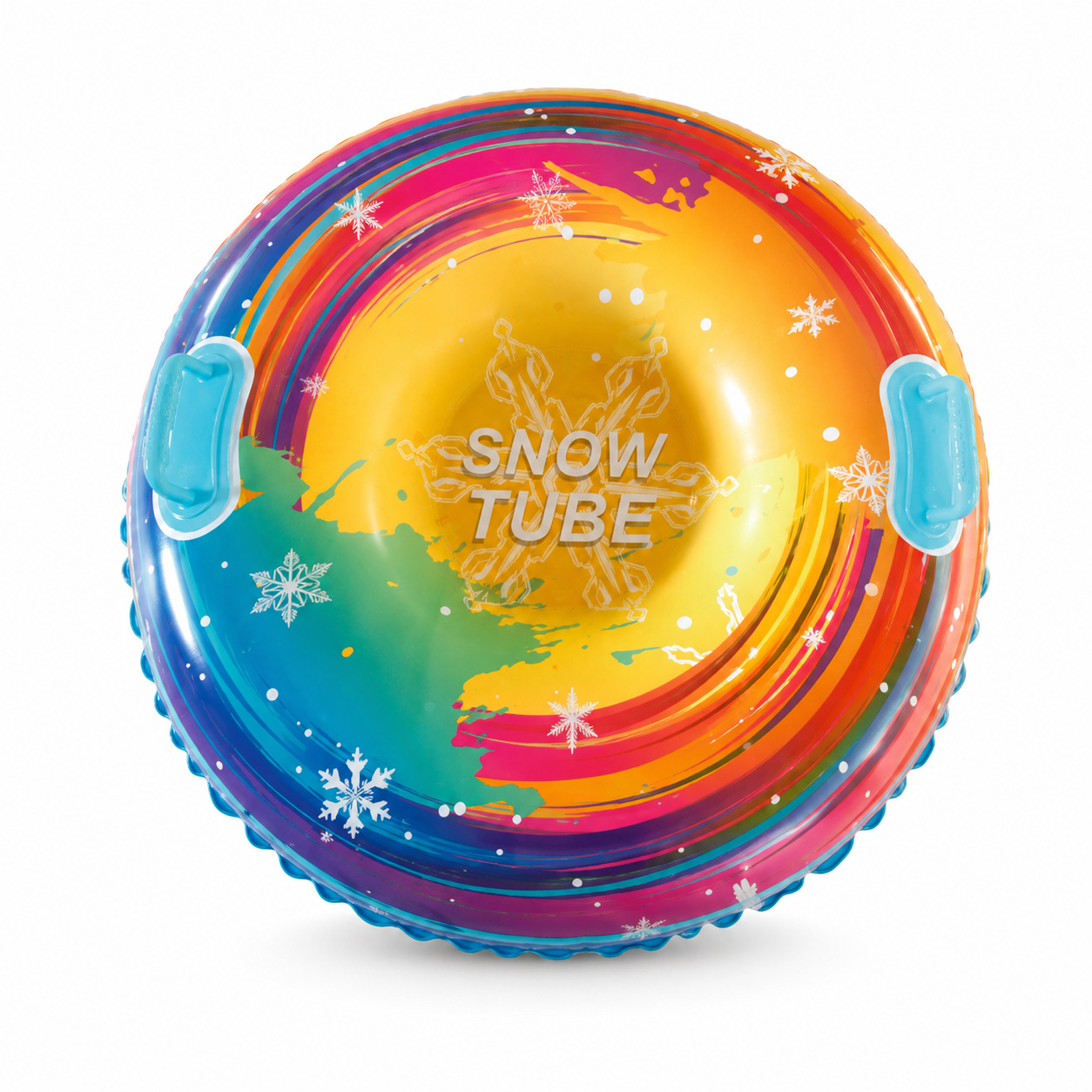 Manufacturer's in-stock PVC inflatable colorful snow tube, outdoor round double-handle winter thickened inflatable snowboard