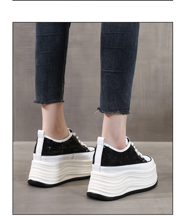 Giày sneaker nữ đế dày lót lưới thoáng khí phối sequin trắng dễ phối đồ — Màu đen chi tiết 13
