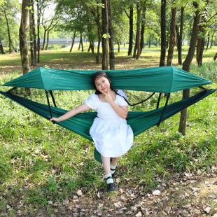 Tushangyou Cross-Border Temu Supply Quick-Open Hammock Double Anti-Rollover with Sun Protection Awning Pole Anti-Mosquito Hammock