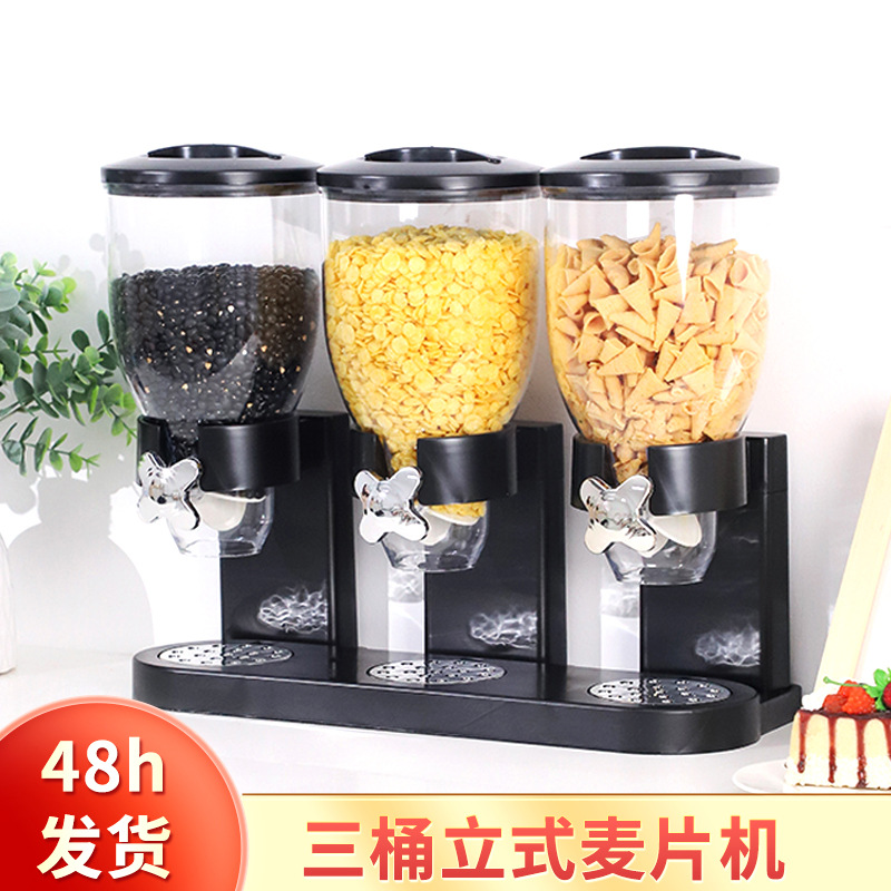 Tres barriles de trigo máquina hogar desayuno granos grano distribuidor almacenamiento arroz cubo avena almacenamiento tarro snack tarro de almacenamiento