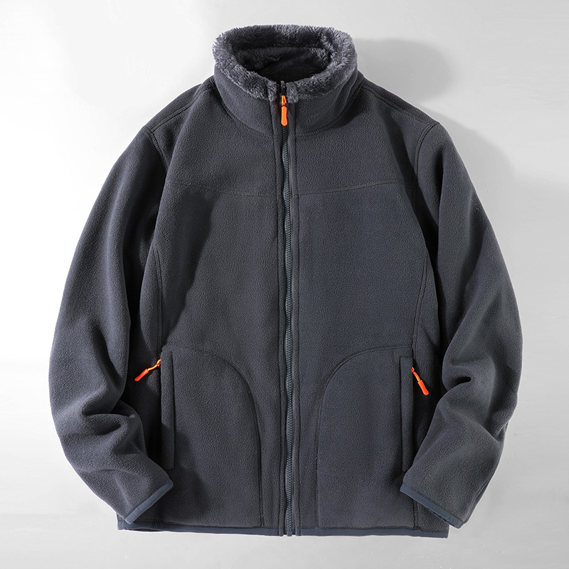 Doble cara para uso de pareja al aire libre chaqueta de terciopelo para hombres y mujeres otoño y invierno más terciopelo grueso abrigo de terciopelo de coral cálido chaqueta de terciopelo de grano agitado