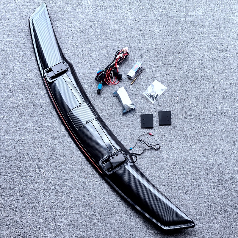 Suitable for Car Modification Electric Adjustable Rear Wing Universal Black/Carbon Fiber Pattern with Lighted Perforated Fixed Wing