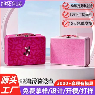 马口铁方形手提带锁扣翻盖铁盒礼品糖果饼干饰品文具通用收纳铁盒