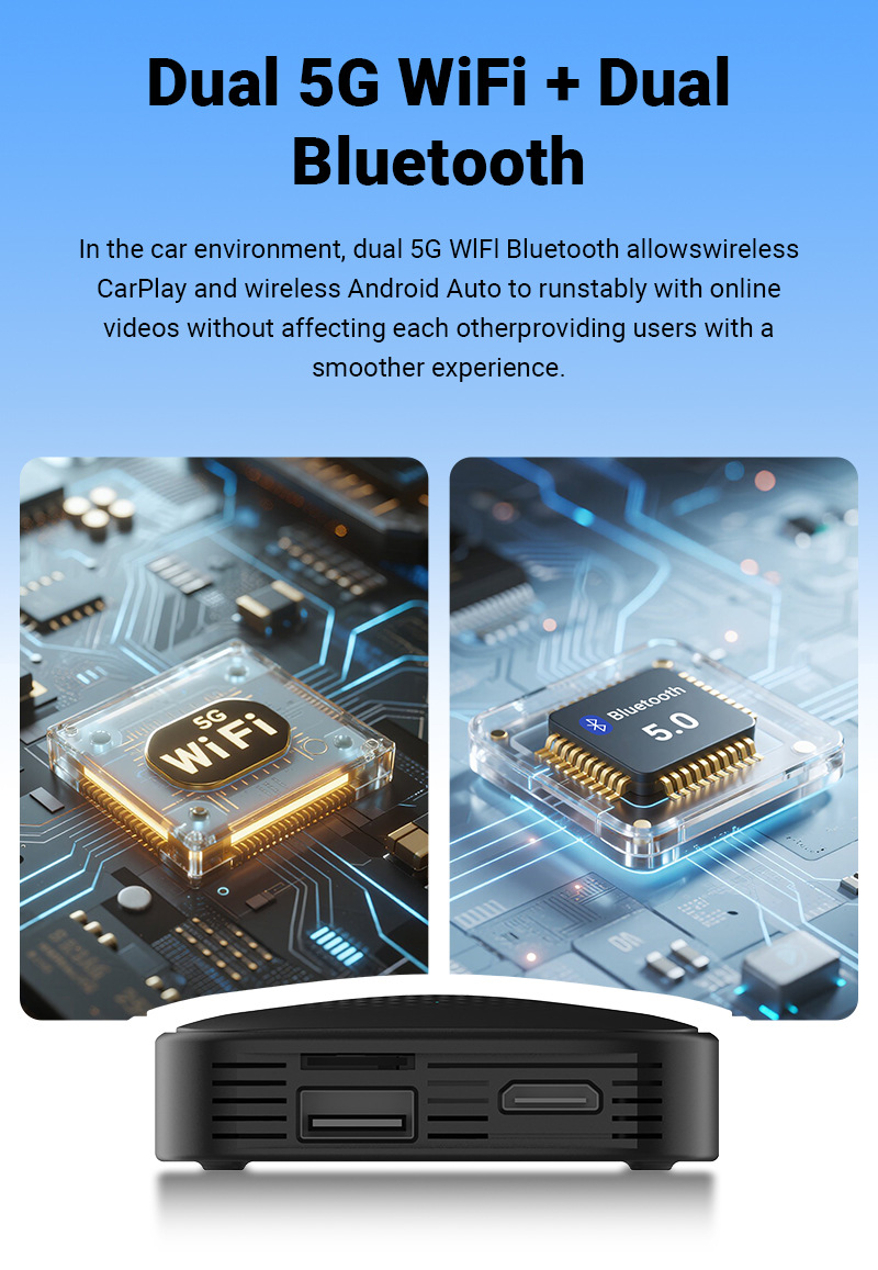 Xuda Car 5-in-1 Apple Carplay Adapter Wired to Wireless HDMI Output Car-Machine Interconnection Box