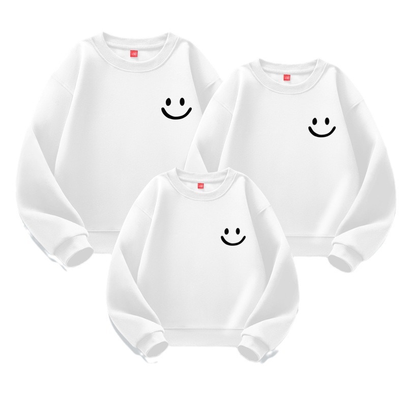 Primavera y otoño simple cara sonriente suéter rojo para estudiantes de primaria y secundaria kindergarten actividad padre-hijo rendimiento ropa de clase ropa de Año Nuevo