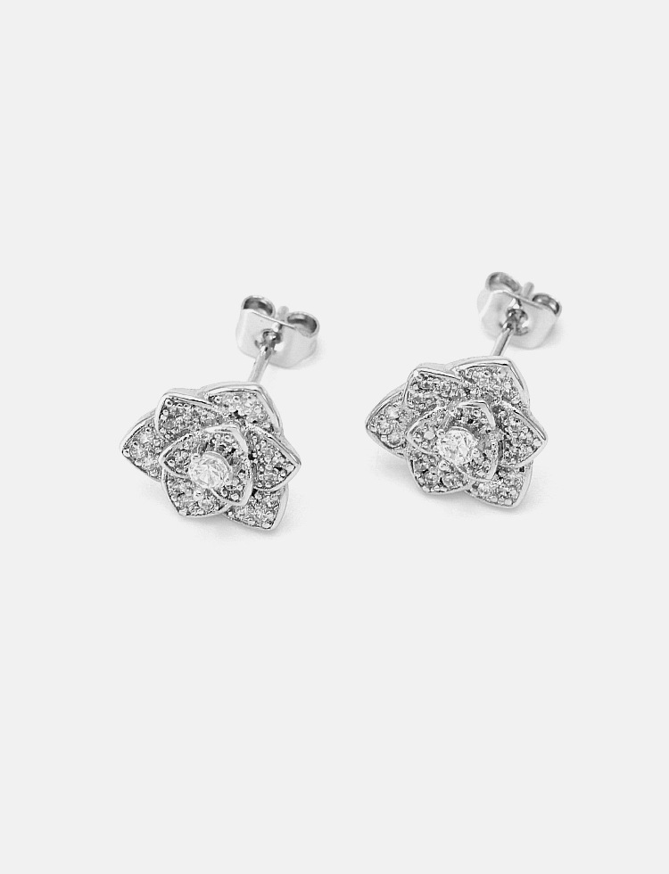 Boucles D&#39;oreilles À Pétales De Zircon Plaqué Or Simples À La Mode En Gros display picture 4