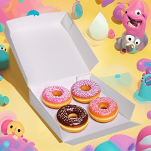 白色甜甜圈包装盒定制批发1/2/4/6粒装蛋糕西点打包盒折叠纸盒
