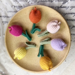 新款鈎織可愛鬱金香掛件娃娃線馬卡龍色鑰匙扣車掛包掛產地貨源