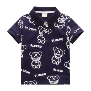 Summer New Printed European and American Style Children's Wear Boys T-shirt Children's Short Sleeve Polo Shirt Children's Top Wholesale