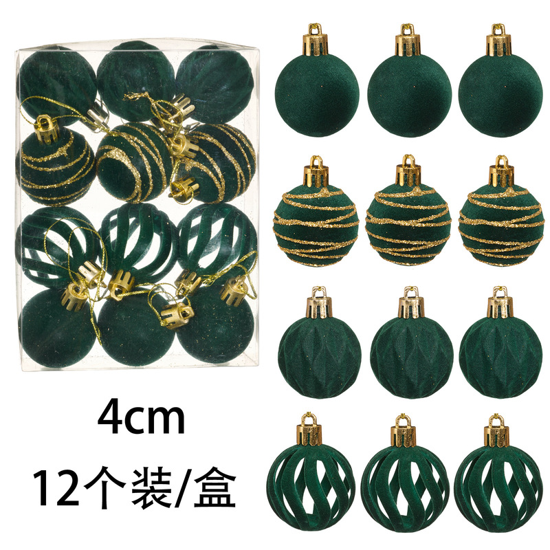 2025 セット 12 個 4 センチメートルクリスマスボール光沢のある中空植毛ツリーペンダント装飾ショッピングモールの窓の装飾|undefined