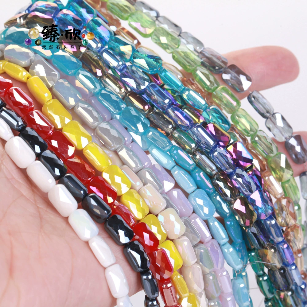 Cross-border new products Domestic crystal 6x9 cut flat square beads Pujiang crystal beads wholesale colorful grid water