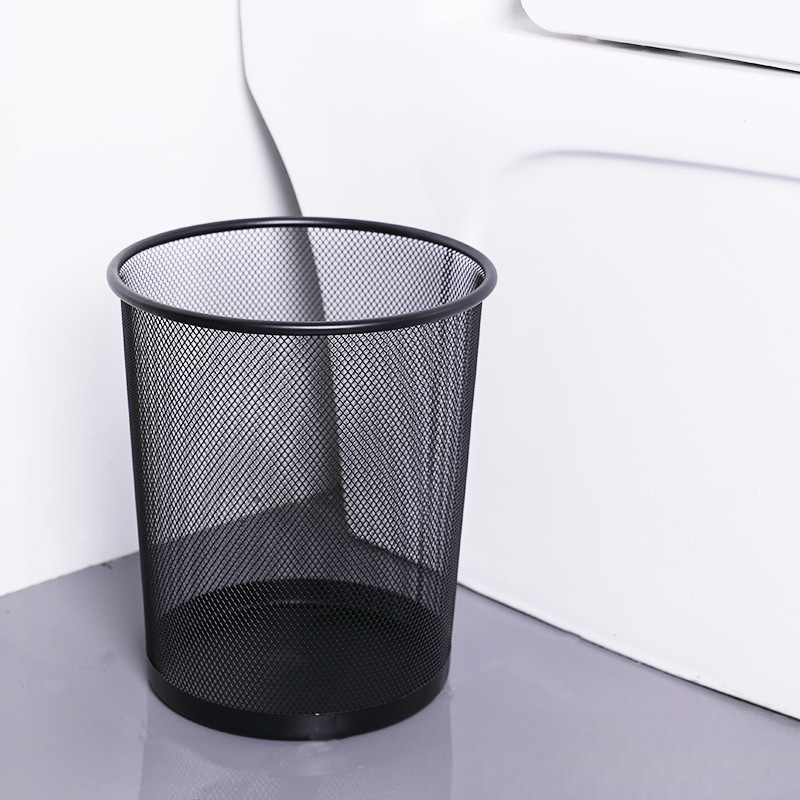 Wrought Iron Paper Basket, Household Trash Can, Large, Medium, Small Sizes, Metal Iron Mesh, Round, Lidless Storage Bin, Office Trash Container