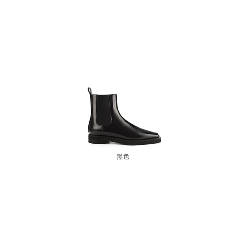 Nuevas botas Chelsea de estilo británico para otoño e invierno, con punta cuadrada, tacón grueso y suela gruesa, de cuero genuino, botines cortos para mujer.