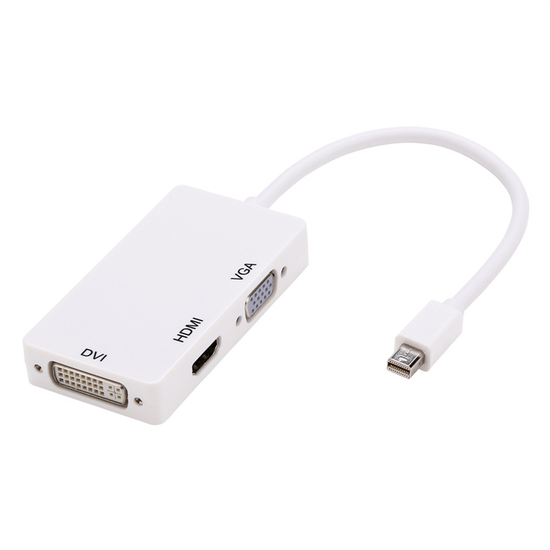 Mini dp a hdmi + vga + dvi 3 - en - 1 cable de adaptador de video de alta definición adaptador de conector de luz