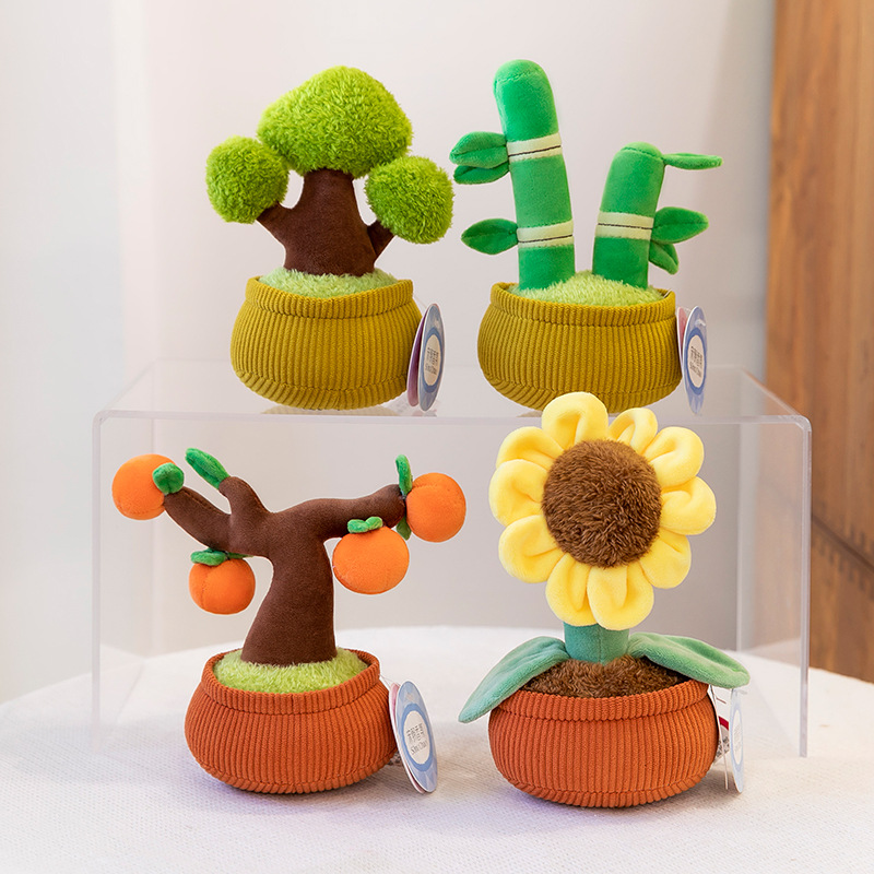 New Creative Car Aromatherapy Bean Bag Plant Potted Plant Cute Sunflower Plush Toy Rich Bamboo Potted Plant Ornaments