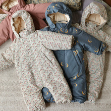 外贸品牌冬季加厚连体衣夹棉婴童长袖加绒滑雪外出棉服哈衣婴儿服