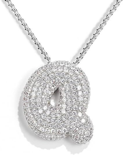 Venta caliente transfronteriza globo plateado gordito 26 letras inglesas collar colgante cobre chapado en oro real con incrustaciones de circón