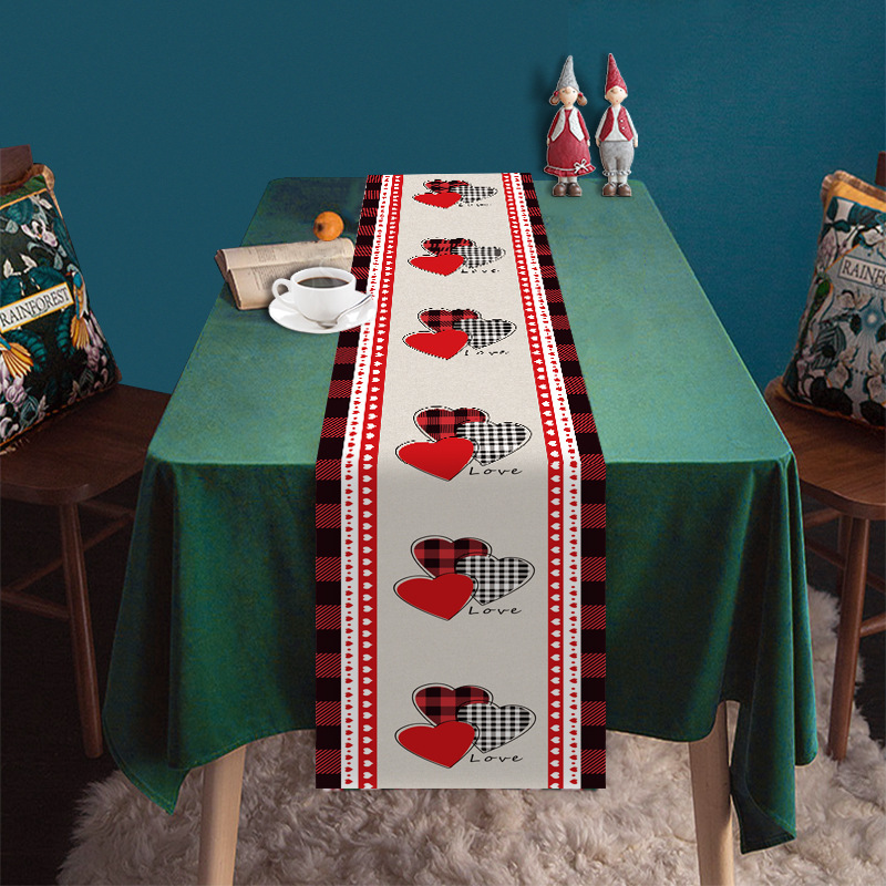 Transfronterizo nuevo día de San Valentín camino de mesa Lino impreso mantel hogar Decoración sofá fiesta Festival atmósfera Decoración