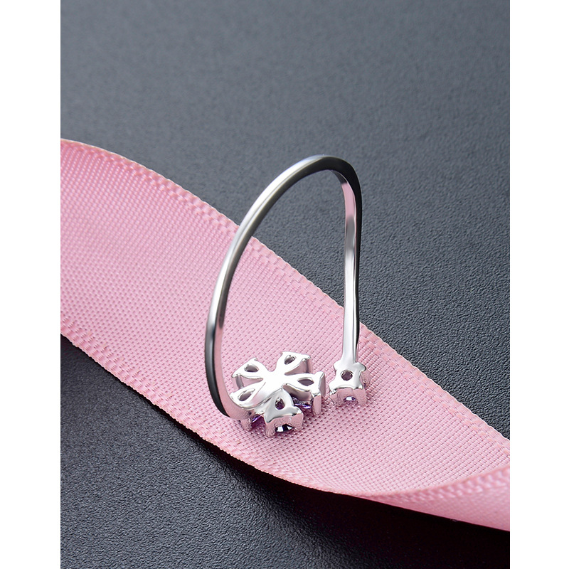 Zircon pétalo anillo femenino 925 Luz de plata de ley de lujo nicho diseño de alto sentido anillo ins flor anillo de dedo índice joyería