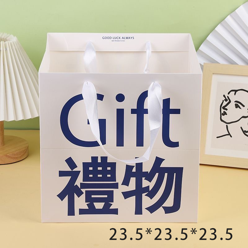 新款油画系列鲜花手提袋网红情人节礼品袋方形手提袋装花束袋|undefined