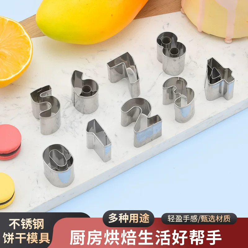 Wholesale stainless steel cookie cutter creative digital heart shaped vegetable and fruit cookie cutter kitchen baking tools