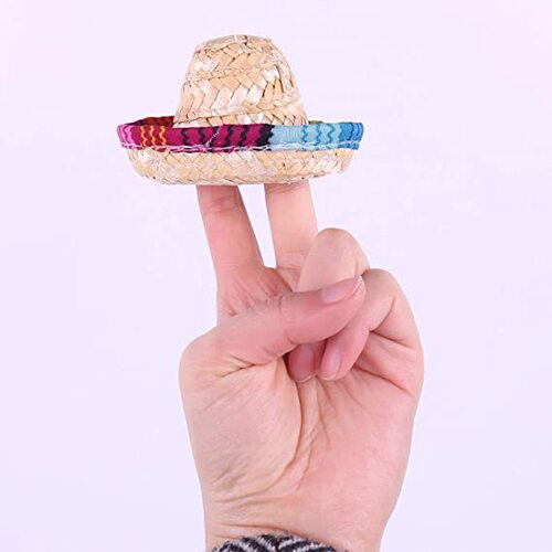 Bottle Hat Small Mexican Grass Hat Pet Mini Hat Small Grass Hat Doll Accessory Pet Supplies Bottle Cover