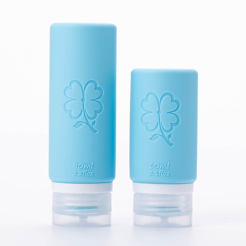 Viaje de silicona botella de 60ml 90ml gran capacidad conjunto de presión a prueba de fugas botella de almacenamiento de cosméticos nueva