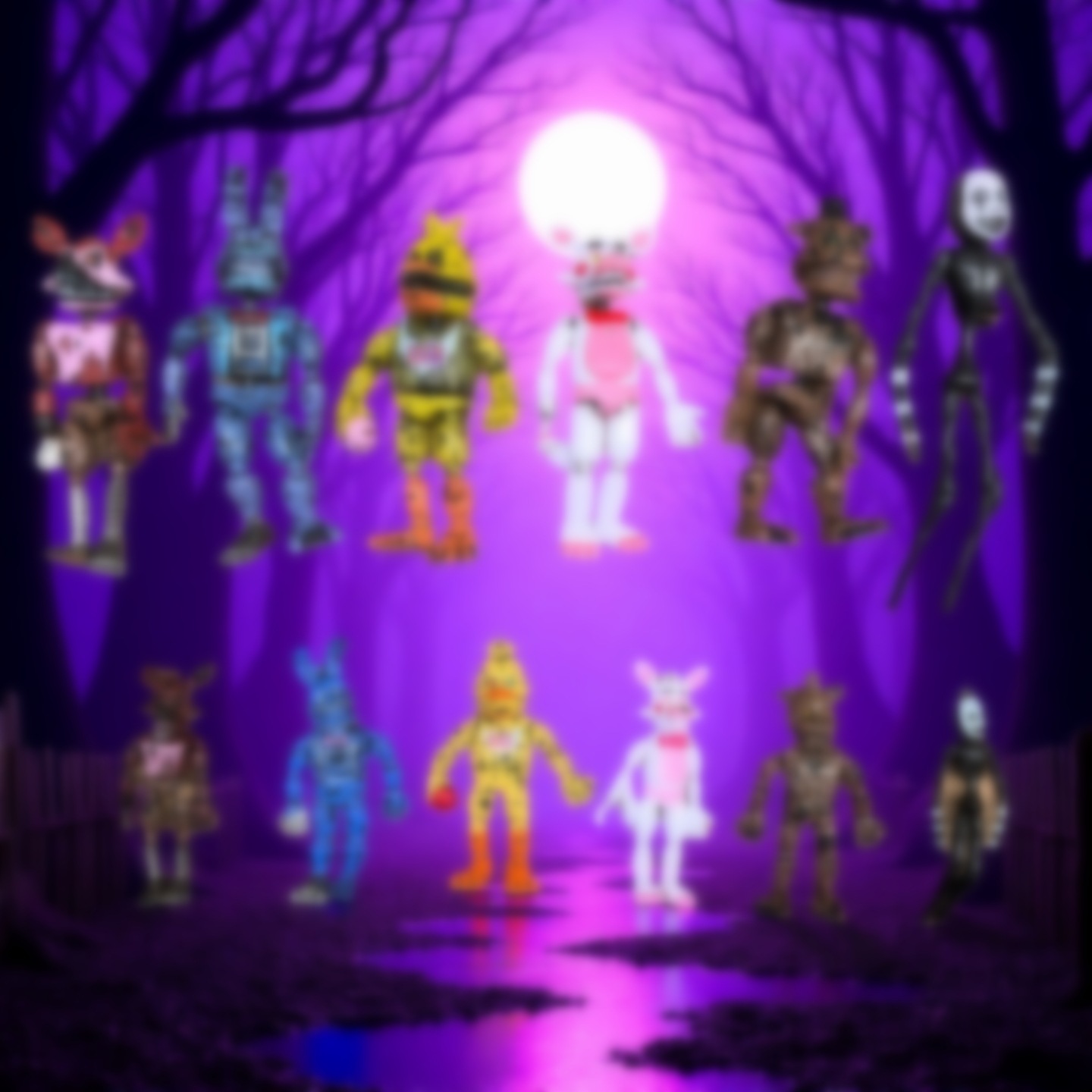 跨境玩具熊6款 2代手办动漫安全漏洞 姐妹版公仔玩偶模型摆件玩具