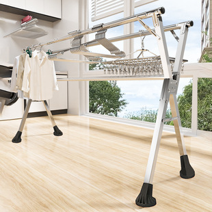 Stainless Steel Drying Rack Foldable Floor Indoor Household Balcony Bedroom Outdoor Drying Quilt Cool Extensible