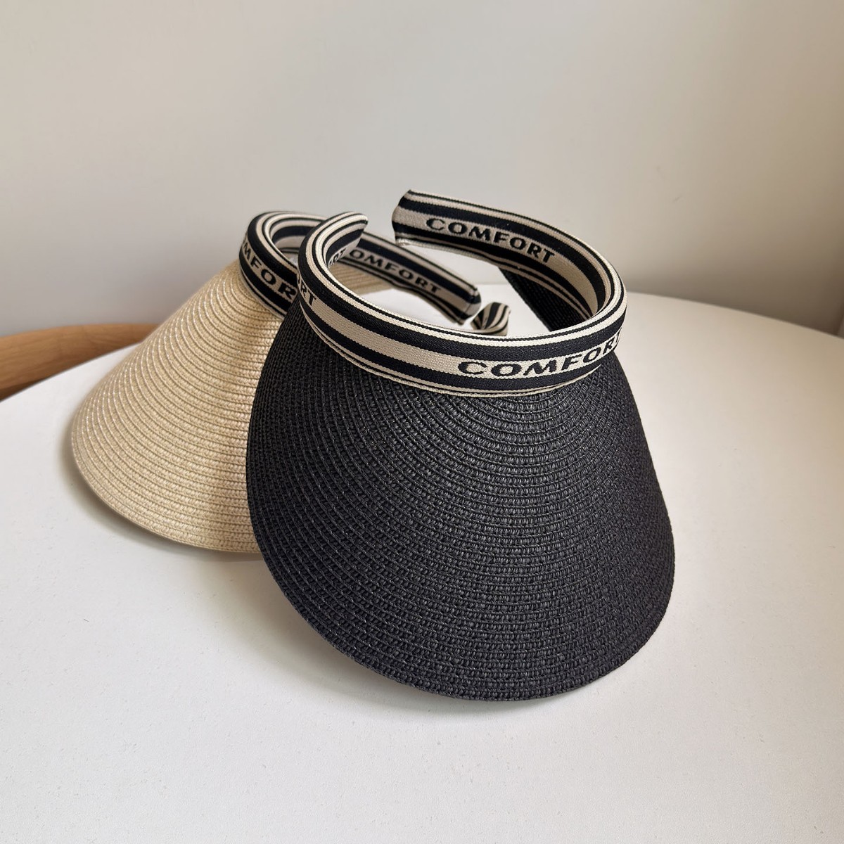 Damen-Sommer-Sonnenschutzhut mit breiter Krempe, Strohgewebe, Stirnband, vielseitiger Gesichtsschutz für Outdoor-Aktivitäten_voghion.com