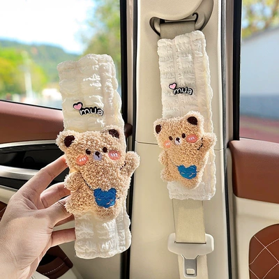 for All Seasons, Anti-Neck Strangulation, Seat belt shoulder pad - shoulder-bag-brown-bear-puff-shoulder-pads-24cm-pair