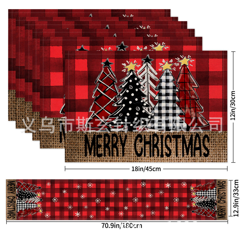 クリスマスプレースマットテーブルフラッグコンビネーションシリーズリネンプリントクリスマスパーティーレストラン装飾テーブルクロス食器断熱マット|undefined
