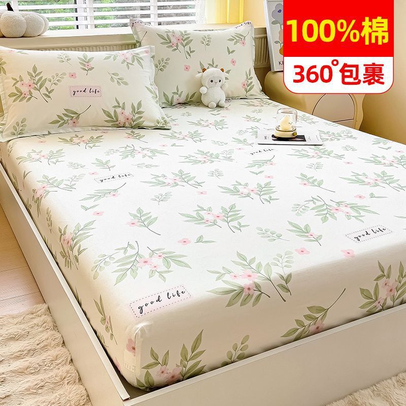 100% algodón cama de cama de algodón una sola pieza cubierta de cama casera todo incluido colchón antideslizante cubierta de cama nuevo tipo