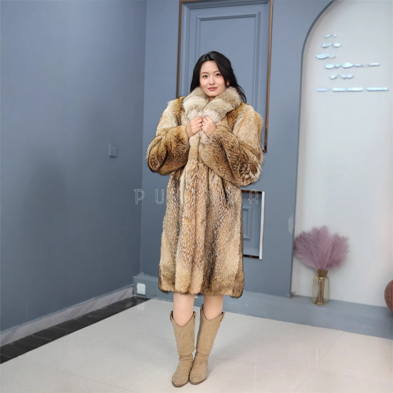 Imported Coyote Fur Women's Outwear Genuine Fur Fashion Jacket