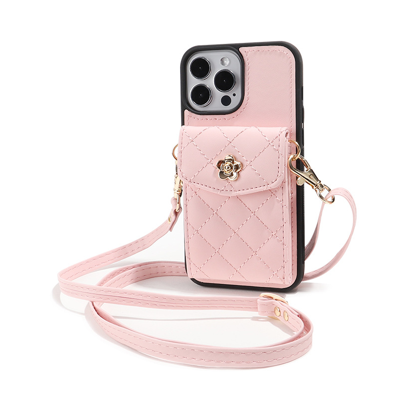 Caja de hombro para iPhone13 / 14 cubierta de protección PU correa de hombro ajustable multifuncional pequeña bolsa de tarjetas de viento fragante