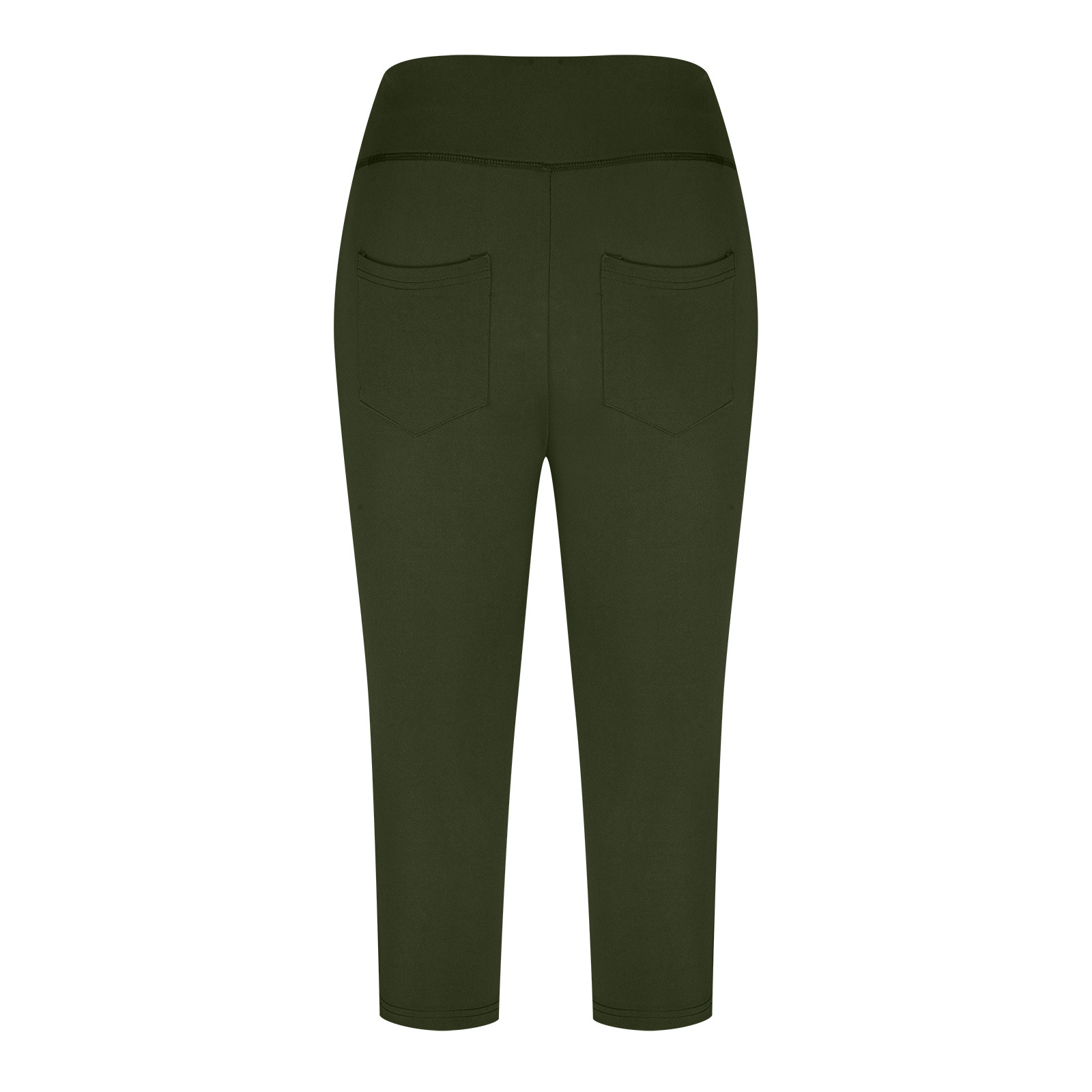 Neue Yoga-Hose für Damen, einfarbig, Vordertasche, hohe Taille, aufgesetzte Tasche hinten, Hip-Lift, Sport-Caprihose_voghion.com