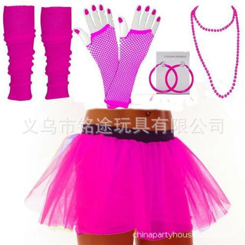 Década de 1980 80 s rodilla Padrón guantes pendientes collar de 1920 Flapper niña vestido