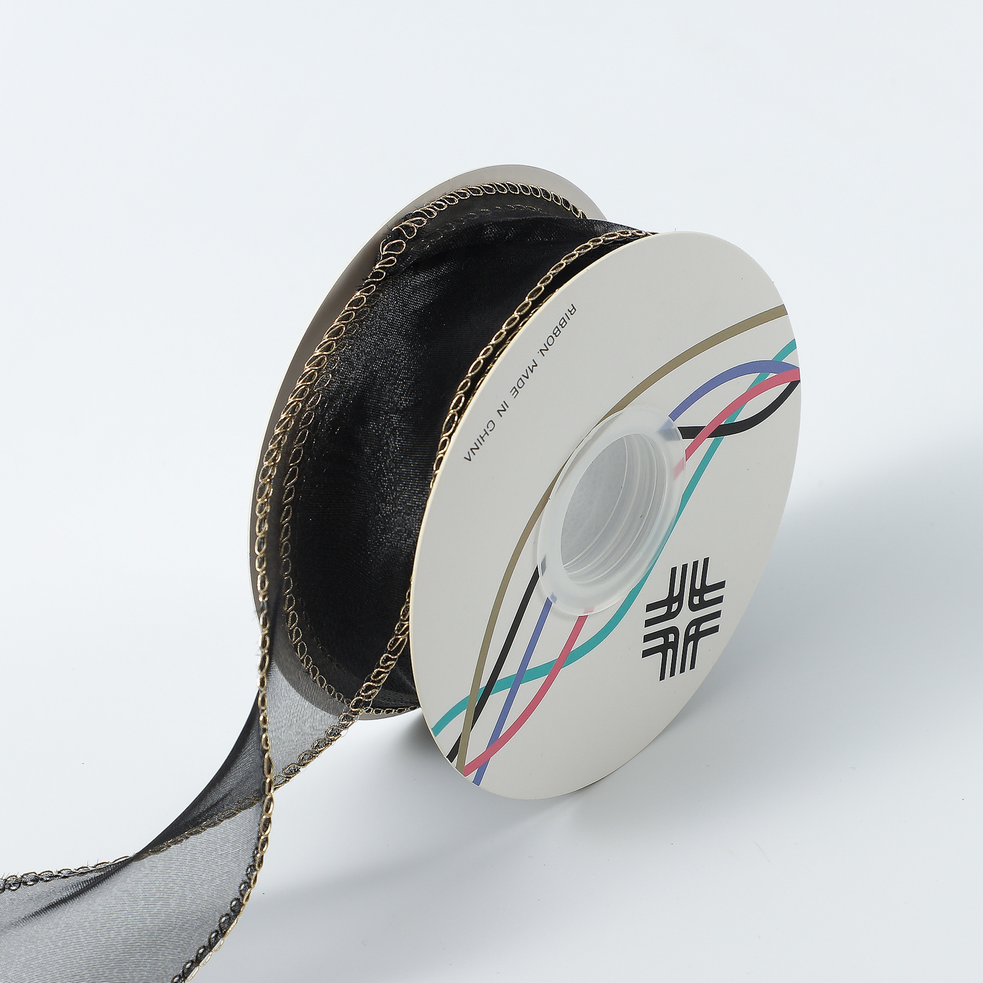 Venta al por mayor 4cm cinta borde dorado fishtail hilo flor cinta arco cinta decoración DIY tocado pastel de embalaje