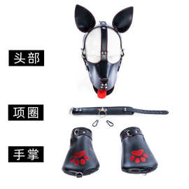 K9成人狗头眼罩面具项圈加棉狗掌套装狗奴欧美情趣游戏道具跨境品