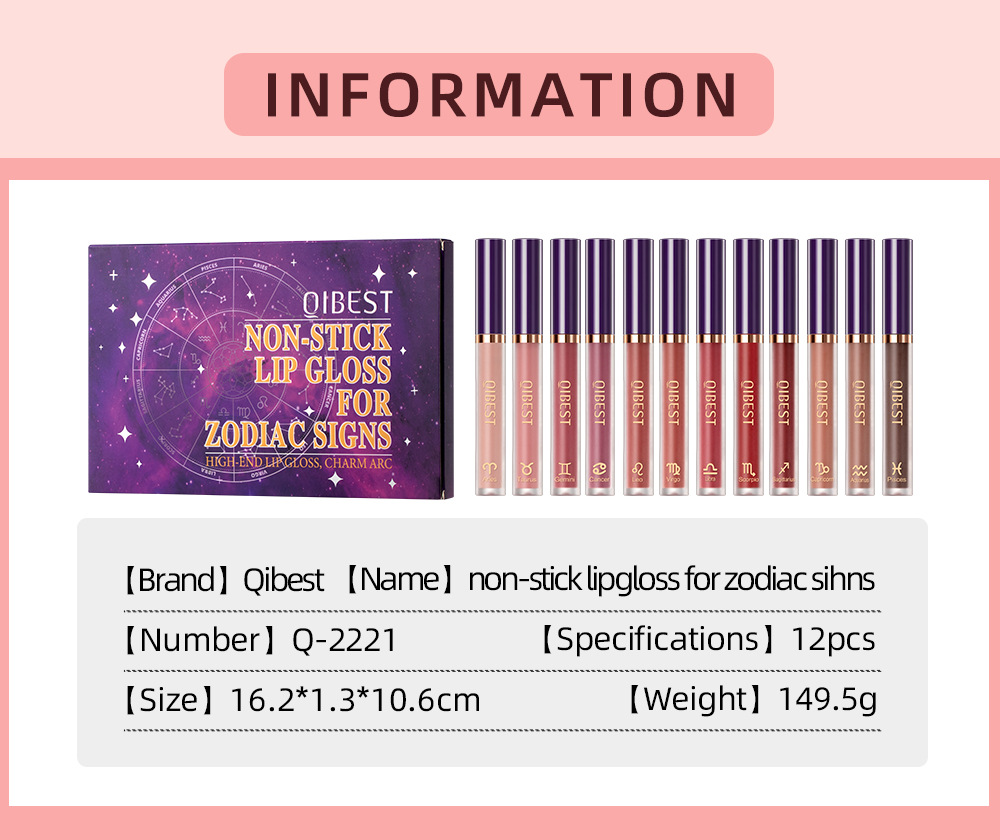 Carina QIBEST Matte Stick Cups, Lipgloss ist langlebig und verblasst nicht leicht, flüssiges Lippenstift-Set-Make-up_voghion.com