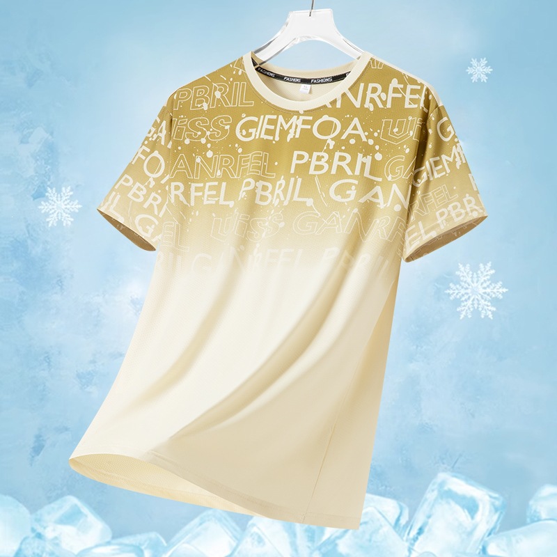 Cross-border ice silk men's summer casual camouflage crew neck pullover quick-drying t-shirt summer top casual quick-drying sports