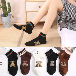 Socks Women's Boat Socks Bear Socks Korean Japanese Style Low Shallow Socks ins Student Socks Cute Trendy College Style