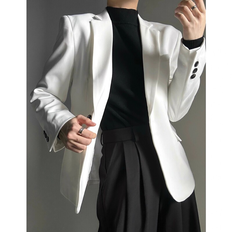 Spring and Autumn Season High-End White Casual Suit with a Relaxed, Unisex, Cool, Minimalist Style for Men and Women Spring and Autumn Season High-End White Casual Suit with a Relaxed, Unisex, Cool, Minimalist Style for Men and Women