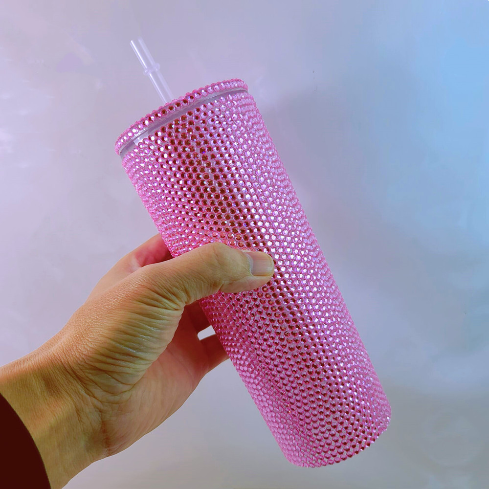 双层塑料吸管杯子仿钻