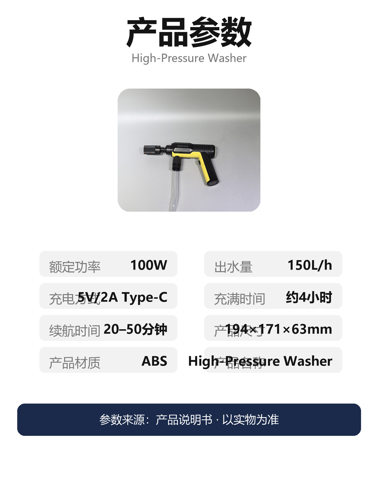 Cross-border wireless high-pressure car wash gun, foldable, high-power, fully automatic, lithium battery-powered car wash gun, wholesale