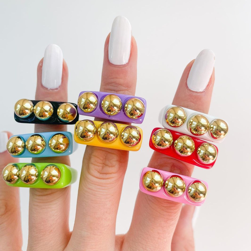 Wholesale Jewelry Retro Geometric Color Acrylic Resin Ring Nihaojewelry display picture 15