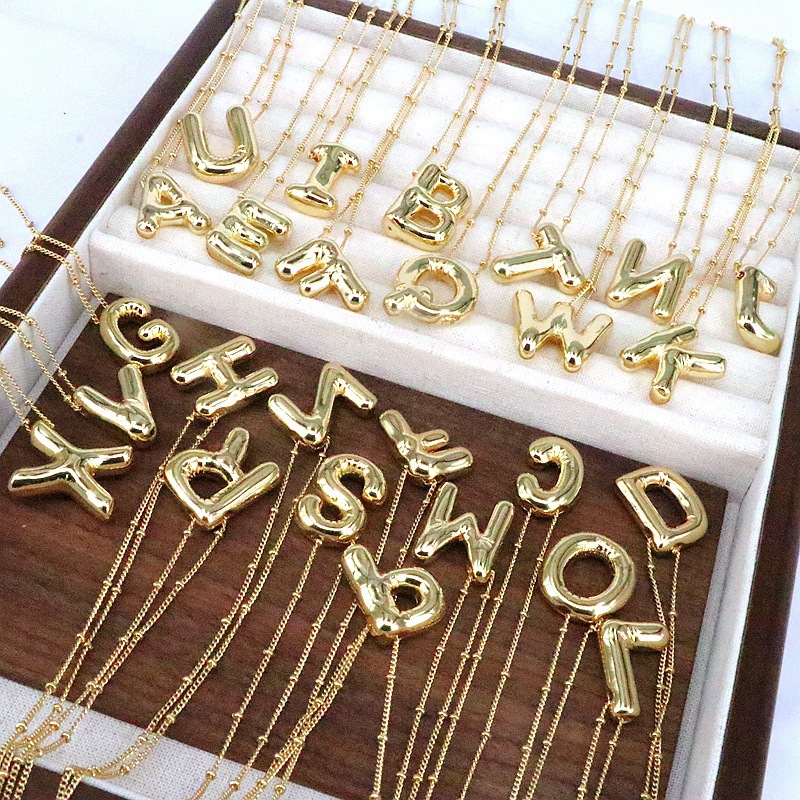 Letter Pattern Unisex Gender Plating Design Vintage Style Letter Copper Plating Pendant Necklace