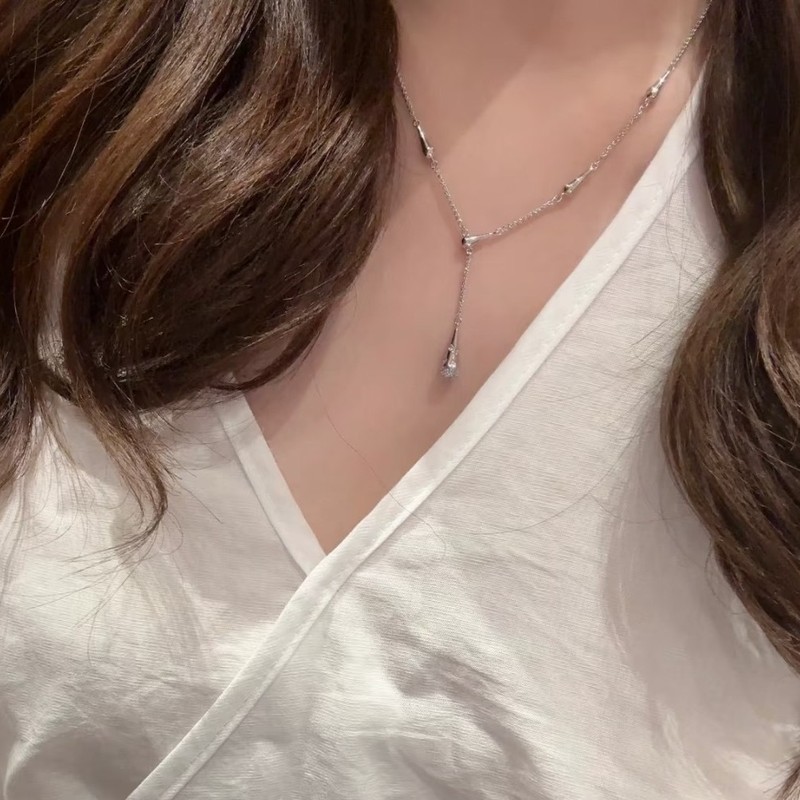スターリングシルバー S925 レイチェルと同じスタイルのネックレス、ウォータードロップネックレス、超光沢のある絶妙なペンダント、気質、多用途の鎖骨チェーン|undefined