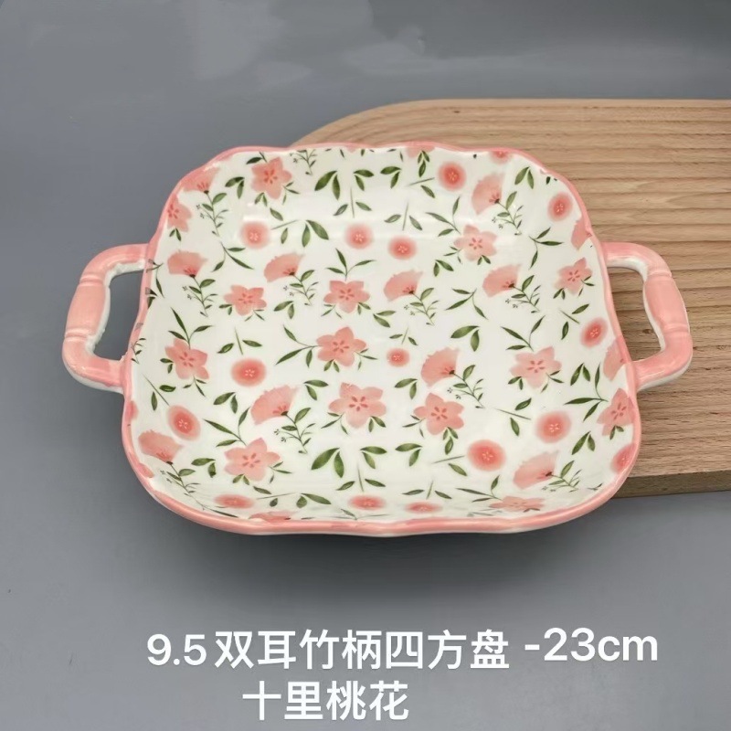 Japonés retro dibujado a mano pequeño tazón de cerámica de flores, tazón de arroz casero, tazón de fideos, tazón de sopa, platos de platos de sopa creativos en línea